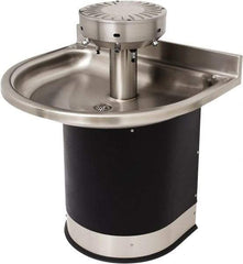 Acorn Engineering - Semi-Circular, Infrared Sensor, Wall Outlet Drain, 38" Diam, 4 Person Capacity, Stainless Steel & Vinylclad Galvanized Steel, Wash Fountain - 0.5 GPM - Apex Tool & Supply