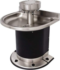 Acorn Engineering - Semi-Circular, Foot-Controlled, Wall Outlet Drain, 38" Diam, 4 Person Capacity, Stainless Steel & Vinylclad Galvanized Steel, Wash Fountain - 0.5 GPM - Apex Tool & Supply
