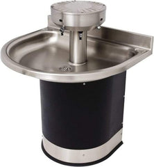 Acorn Engineering - Semi-Circular, Infrared Sensor, Wall Outlet Drain, 38" Diam, 3 Person Capacity, Stainless Steel & Vinylclad Galvanized Steel, Wash Fountain - 0.5 GPM - Apex Tool & Supply