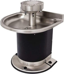 Acorn Engineering - Semi-Circular, Foot-Controlled, Wall Outlet Drain, 38" Diam, 3 Person Capacity, Stainless Steel & Vinylclad Galvanized Steel, Wash Fountain - 0.5 GPM - Apex Tool & Supply