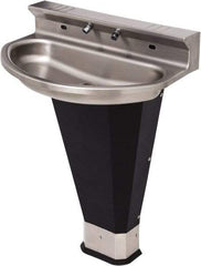 Acorn Engineering - Eliptical, Infrared Sensor, Wall Outlet Drain, 27-3/4" Diam, 2 Person Capacity, Stainless Steel & Vinylclad Galvanized Steel, Wash Fountain - 0.5 GPM - Apex Tool & Supply