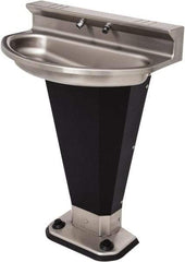 Acorn Engineering - Eliptical, Foot-Controlled, Wall Outlet Drain, 27-3/4" Diam, 2 Person Capacity, Stainless Steel & Vinylclad Galvanized Steel, Wash Fountain - 0.5 GPM - Apex Tool & Supply