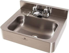 Acorn Engineering - 9-1/2" Long x 14-1/2" Wide Inside, 1 Compartment, Grade 304 Stainless Steel Lavatory Sink-Wall Hung - 16 Gauge, 15" Long x 18" Wide x 7" High Outside, 6" Deep - Apex Tool & Supply