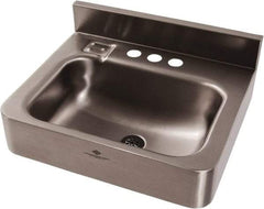 Acorn Engineering - 9-1/2" Long x 14-1/2" Wide Inside, 1 Compartment, Grade 304 Stainless Steel Lavatory Sink-Wall Hung - 16 Gauge, 15" Long x 18" Wide x 7" High Outside, 6" Deep - Apex Tool & Supply