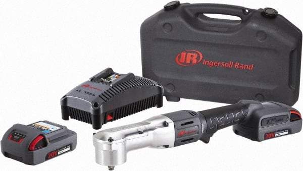 Ingersoll-Rand - 3/8" Drive 20 Volt Angled Cordless Impact Wrench & Ratchet - 1,900 RPM, 3,000 BPM, 180 Ft/Lb Torque, 2 Lithium-Ion Batteries Included - Apex Tool & Supply