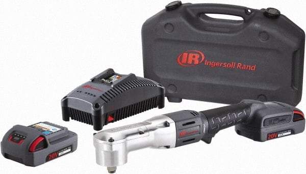 Ingersoll-Rand - 1/2" Drive 20 Volt Angled Cordless Impact Wrench & Ratchet - 1,900 RPM, 3,000 BPM, 180 Ft/Lb Torque, 2 Lithium-Ion Batteries Included - Apex Tool & Supply