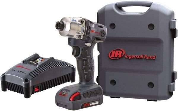 Ingersoll-Rand - 1/4" Drive 20 Volt Pistol Grip Cordless Impact Wrench & Ratchet - 1,900 RPM, 2,800 BPM, 160 Ft/Lb Torque, 1 Lithium-Ion Battery Included - Apex Tool & Supply