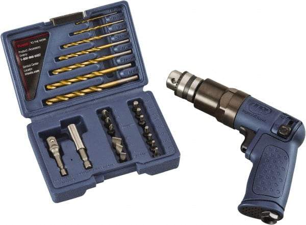 Ingersoll-Rand - 1/4" Reversible Keyed Chuck - Pistol Grip Handle, 1,875 RPM, 16.2 CFM, 0.25 hp, 90 psi - Apex Tool & Supply