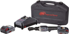 Ingersoll-Rand - 3/8" Drive 20 Volt Angled Cordless Impact Wrench & Ratchet - 225 RPM, 54 Ft/Lb Torque, 2 Lithium-Ion Batteries Included - Apex Tool & Supply
