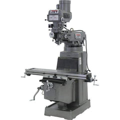 Jet - 10" Table Width x 50" Table Length, Variable Speed Pulley Control, 3 Phase Knee Milling Machine - R8 Spindle Taper, 3 hp - Apex Tool & Supply