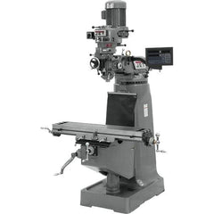 Jet - 9" Table Width x 42" Table Length, Variable Speed Pulley Control, 1 Phase Knee Milling Machine - R8 Spindle Taper, 2 hp - Apex Tool & Supply