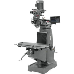 Jet - 9" Table Width x 42" Table Length, Variable Speed Pulley Control, 1 Phase Knee Milling Machine - R8 Spindle Taper, 2 hp - Apex Tool & Supply