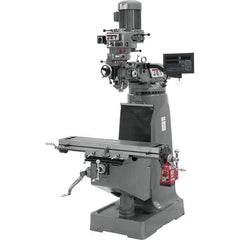 Jet - 9" Table Width x 42" Table Length, Variable Speed Pulley Control, 3 Phase Knee Milling Machine - R8 Spindle Taper, 2 hp - Apex Tool & Supply