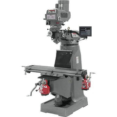 Jet - 9" Table Width x 49" Table Length, Variable Speed Pulley Control, 3 Phase Knee Milling Machine - R8 Spindle Taper, 3 hp - Apex Tool & Supply