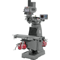 Jet - 9" Table Width x 49" Table Length, Variable Speed Pulley Control, 3 Phase Knee Milling Machine - R8 Spindle Taper, 3 hp - Apex Tool & Supply