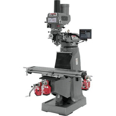 Jet - 9" Table Width x 49" Table Length, Variable Speed Pulley Control, 3 Phase Knee Milling Machine - R8 Spindle Taper, 3 hp - Apex Tool & Supply