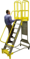 Cotterman - 138" 7 Step Super Duty Ladder - Rolling Safety Ladder, 1,000 Lb Capacity, 44" Base Width x 52" Base Depth, Grip Strut - Apex Tool & Supply