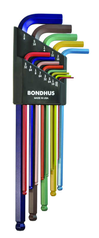 13 Piece - .050 - 3/8" Extra Long Arm - ColorGuard Ball End L-Wrench Set - Apex Tool & Supply