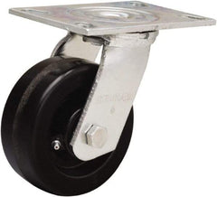 Hamilton - 5" Diam x 2" Wide x 6-1/2" OAH Top Plate Mount Swivel Caster - Phenolic, 900 Lb Capacity, Straight Roller Bearing, 4-1/2 x 6-1/4" Plate - Apex Tool & Supply