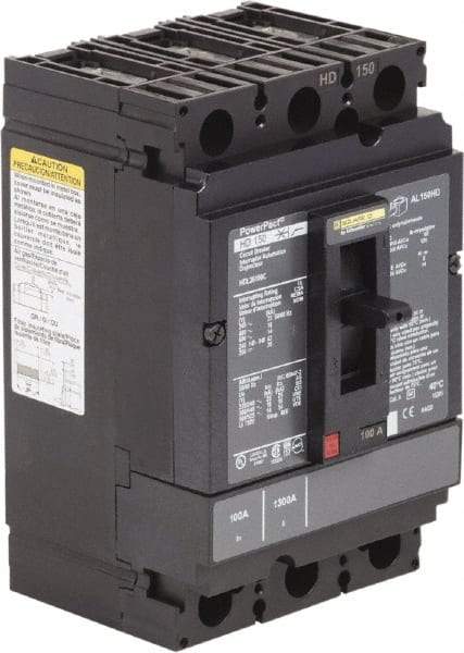 Square D - 100 Amp, 250 VDC, 600 VAC, 3 Pole, Panel Mount Molded Case Circuit Breaker - Thermal Magnetic Trip, Multiple Breaking Capacity Ratings, 14-3/0 AWG - Apex Tool & Supply
