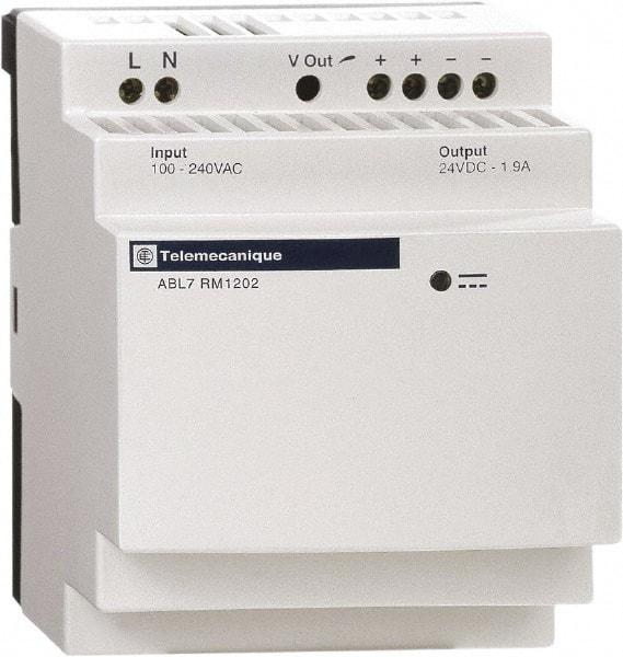 Schneider Electric - 60 Watt, 2.50 Amp, 200 to 240 VAC Input, 24 VDC Output, DIN Rail, Panel Power Supply - Screw Connection, 60mm Wide x 59mm Deep x 100mm High, 84-100% Efficiency, Green LED Output - Apex Tool & Supply