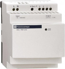Schneider Electric - 60 Watt, 2.50 Amp, 200 to 240 VAC Input, 24 VDC Output, DIN Rail, Panel Power Supply - Screw Connection, 60mm Wide x 59mm Deep x 100mm High, 84-100% Efficiency, Green LED Output - Apex Tool & Supply