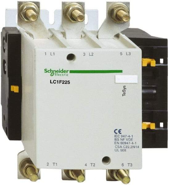 Schneider Electric - 3 Pole, 110 Coil VAC, 225 Amp at 440 VAC, Nonreversible IEC Contactor - Bureau Veritas, CCC, CSA, DNV, EN/IEC 60947-1, EN/IEC 60947-4-1, GL, JEM 1038, LROS, RINA, RMRoS, RoHS Compliant, UL Listed - Apex Tool & Supply