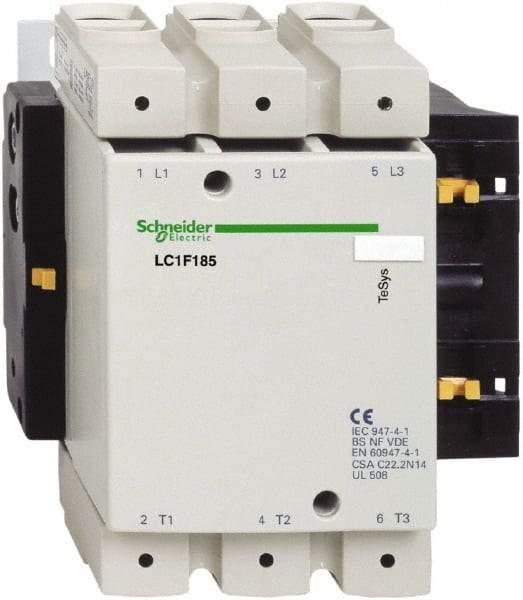 Schneider Electric - 3 Pole, 185 Amp at 440 VAC and 275 Amp at 440 VAC, Nonreversible IEC Contactor - Bureau Veritas, CCC, CSA, DNV, EN/IEC 60947-1, EN/IEC 60947-4-1, GL, JEM 1038, LROS, RINA, RMRoS, RoHS Compliant, UL Listed - Apex Tool & Supply