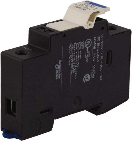 Schneider Electric - 1 Pole, 600 Volt, 30 Amp, DIN Rail Mount Fuse Holder - Compatible with CC Class, 17mm Wide Fuse - Apex Tool & Supply
