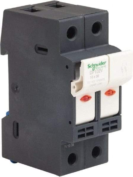 Schneider Electric - 2 Pole, 600 Volt, 32 Amp, DIN Rail Mount Fuse Holder - Compatible with AM,GG Class, 38mm Long x 35mm Wide and 10mm Diameter Fuse - Apex Tool & Supply