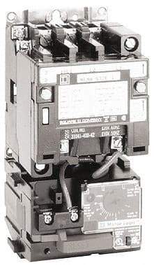 Square D - 110 Coil VAC at 50 Hz, 120 Coil VAC at 60 Hz, 45 Amp, NEMA Size 2, Nonreversible Open Enclosure NEMA Motor Starter - 3 Phase hp: 10 at 200 VAC, 15 at 230 VAC, 25 at 460 VAC, 25 at 575 VAC - Apex Tool & Supply