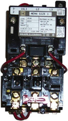 Square D - 208 Coil VAC at 60 Hz, 27 Amp, NEMA Size 1P, Nonreversible Open Enclosure NEMA Motor Starter - 1 Phase hp: 3 at 115 VAC, 5 at 230 VAC - Apex Tool & Supply
