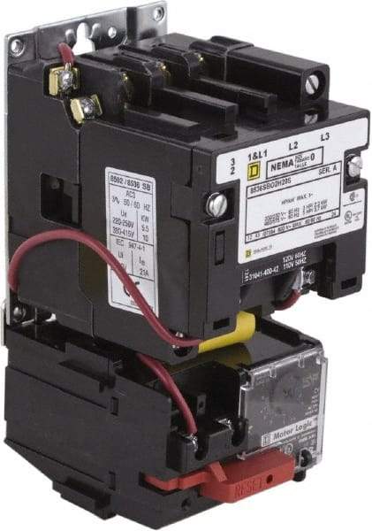 Square D - 440 Coil VAC at 50 Hz, 480 Coil VAC at 60 Hz, 18 Amp, Nonreversible Open Enclosure NEMA Motor Starter - 3 Phase hp: 3 at 200 VAC, 3 at 230 VAC, 5 at 460 VAC, 5 at 575 VAC - Apex Tool & Supply