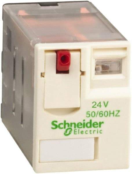 Schneider Electric - 3,000 VA Power Rating, Electromechanical Plug-in General Purpose Relay - 12 Amp at 250/277 VAC & 28 VDC, 6 Amp at 250 VAC & 28 VDC, 2CO, 24 VAC at 50/60 Hz - Apex Tool & Supply