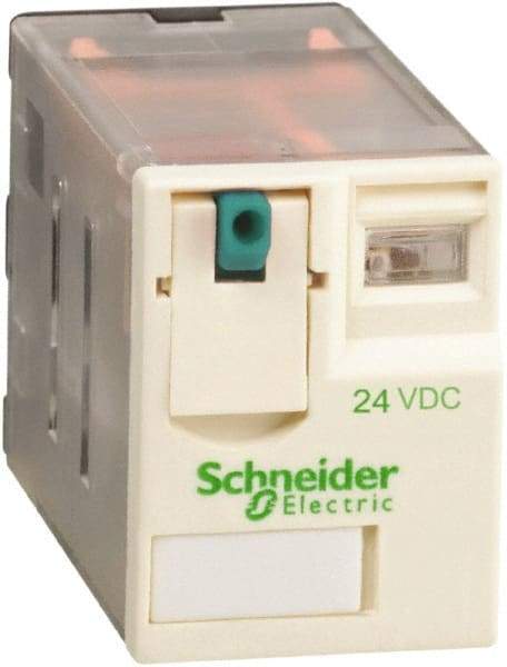 Schneider Electric - 3,000 VA Power Rating, Electromechanical Plug-in General Purpose Relay - 12 Amp at 250/277 VAC & 28 VDC, 6 Amp at 250 VAC & 28 VDC, 2CO, 24 VDC - Apex Tool & Supply
