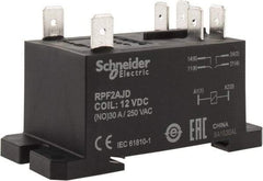 Schneider Electric - 7,500 VA Power Rating, Electromechanical Plug-in General Purpose Relay - 20 Amp at 28 VDC, 25 at 28 VDC, 30 at 250/277 VAC, 2NO, 12 VDC - Apex Tool & Supply