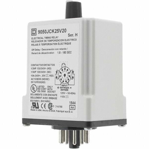 Square D - DPDT Time Delay Relay - 10 Contact Amp, 110 VDC & 120 VAC - Apex Tool & Supply