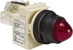 Schneider Electric - 120 V Red Lens LED Press-to-Test Indicating Light - Round Lens, Screw Clamp Connector, Corrosion Resistant, Dust Resistant, Oil Resistant - Apex Tool & Supply