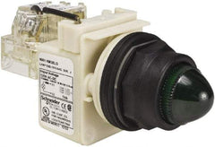 Schneider Electric - 120 V Green Lens LED Press-to-Test Indicating Light - Round Lens, Screw Clamp Connector, Corrosion Resistant, Dust Resistant, Oil Resistant - Apex Tool & Supply