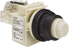 Schneider Electric - 110 VAC at 50/60 Hz via Transformer, 120 VAC at 50/60 Hz via Transformer White Lens Press-to-Test Indicating Light - Round Lens, Screw Clamp Connector, Corrosion Resistant, Dust Resistant, Oil Resistant - Apex Tool & Supply
