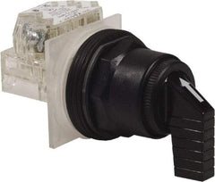 Schneider Electric - 1.18 Inch Mount Hole, 3 Position, Knob and Pushbutton Operated, Selector Switch - Black, Momentary (MO), Anticorrosive, Weatherproof, Dust and Oil Resistant - Apex Tool & Supply