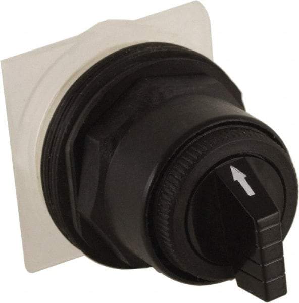 Schneider Electric - 30mm Mount Hole, 3 Position, Knob and Pushbutton Operated, Selector Switch Only - Black, Maintained (MA), without Contact Blocks, Anticorrosive, Weatherproof, Dust and Oil Resistant - Apex Tool & Supply