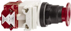 Schneider Electric - 30mm Mount Hole, Extended Straight, Pushbutton Switch with Contact Block - Red Pushbutton, Maintained (MA), Momentary (MO) - Apex Tool & Supply