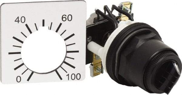 Square D - 2,500 Ohm, 30mm, 300 VAC Potentiometer - 2 Watts, Nonilluminated, Knob Operated, NEMA 4, 13 - Apex Tool & Supply