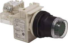 Schneider Electric - 30mm Mount Hole, Extended Straight, Pushbutton Switch with Contact Block - Green Pushbutton, Momentary (MO) - Apex Tool & Supply