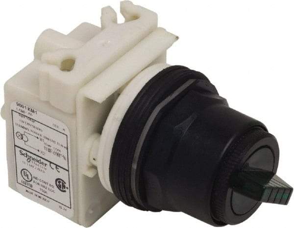 Schneider Electric - 1.18 Inch Mount Hole, 2 Position, Knob and Pushbutton Operated, Selector Switch Only - Green, Maintained (MA), without Contact Blocks, Anticorrosive, Weatherproof, Dust and Oil Resistant - Apex Tool & Supply