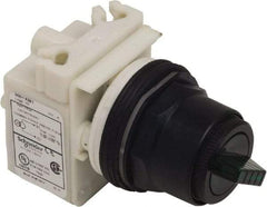 Schneider Electric - 1.18 Inch Mount Hole, 2 Position, Knob and Pushbutton Operated, Selector Switch Only - Green, Maintained (MA), without Contact Blocks, Anticorrosive, Weatherproof, Dust and Oil Resistant - Apex Tool & Supply