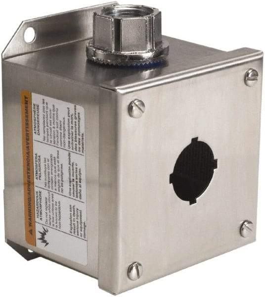 Schneider Electric - 1 Hole, 30mm Hole Diameter, Stainless Steel Pushbutton Switch Enclosure - 1, 3, 4, 12, 4X NEMA Rated - Apex Tool & Supply