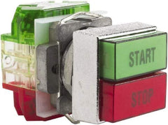 Schneider Electric - 30mm Mount Hole, Pushbutton Switch Only - Rectangle, Green and Red Pushbutton, Nonilluminated, Momentary (MO), On-Off - Apex Tool & Supply