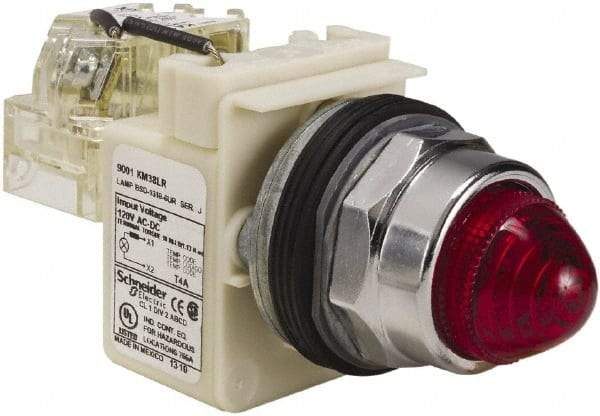 Schneider Electric - 120 VAC Red Lens LED Indicating Light - Screw Clamp Connector - Apex Tool & Supply